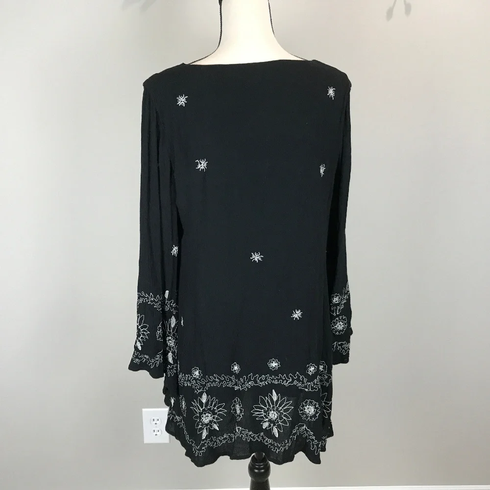 Kayla Seo Blk Crepe LS Dress Sz S
